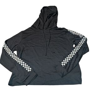 Black Checkered Sleeve Hoodie